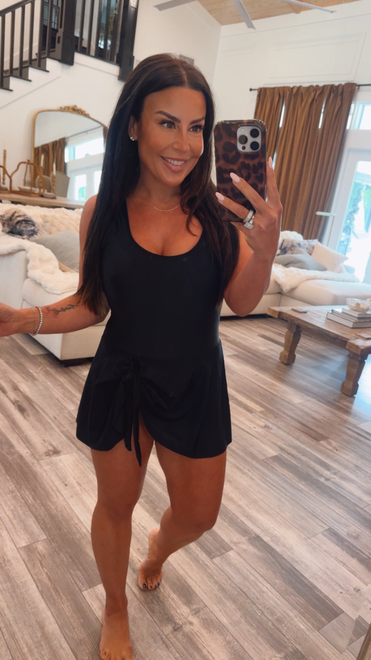 Sassy And Chic Black Bathing Suit Dress One Piece