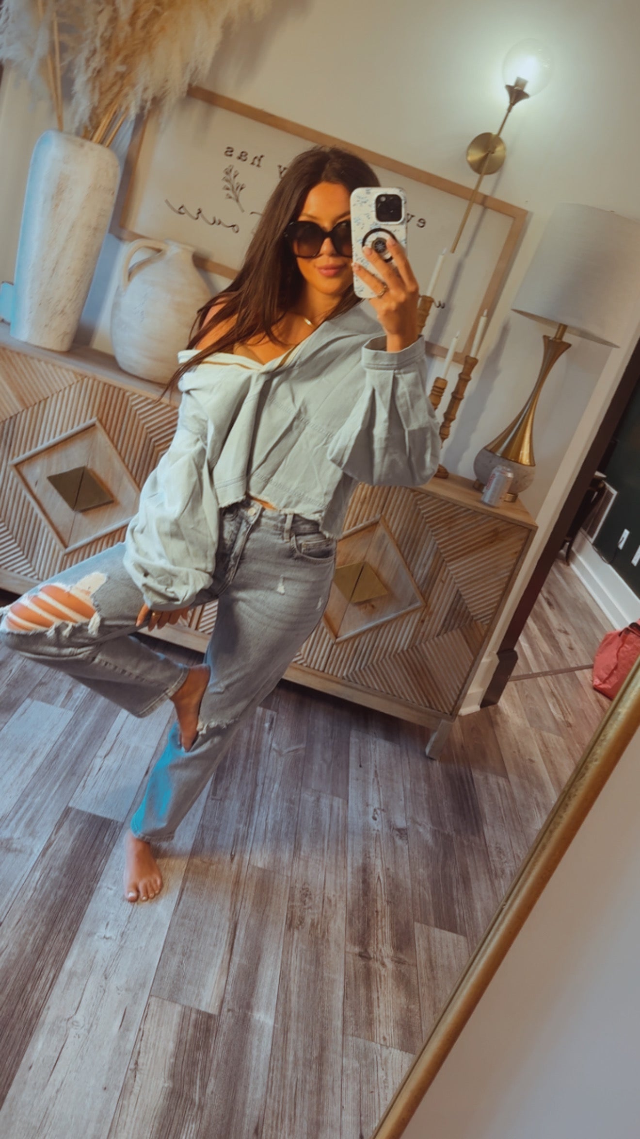 Light Denim Loose Fit Boxy Top