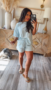 Rae Mode Light blue Relaxed Fit Top and Shorts Set