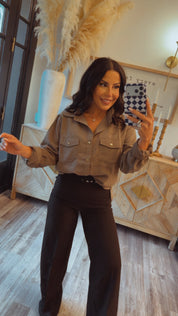 Chic Black High Waisted Slacks With Belt