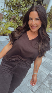 Heaven Soft Black Short Sleeve Top