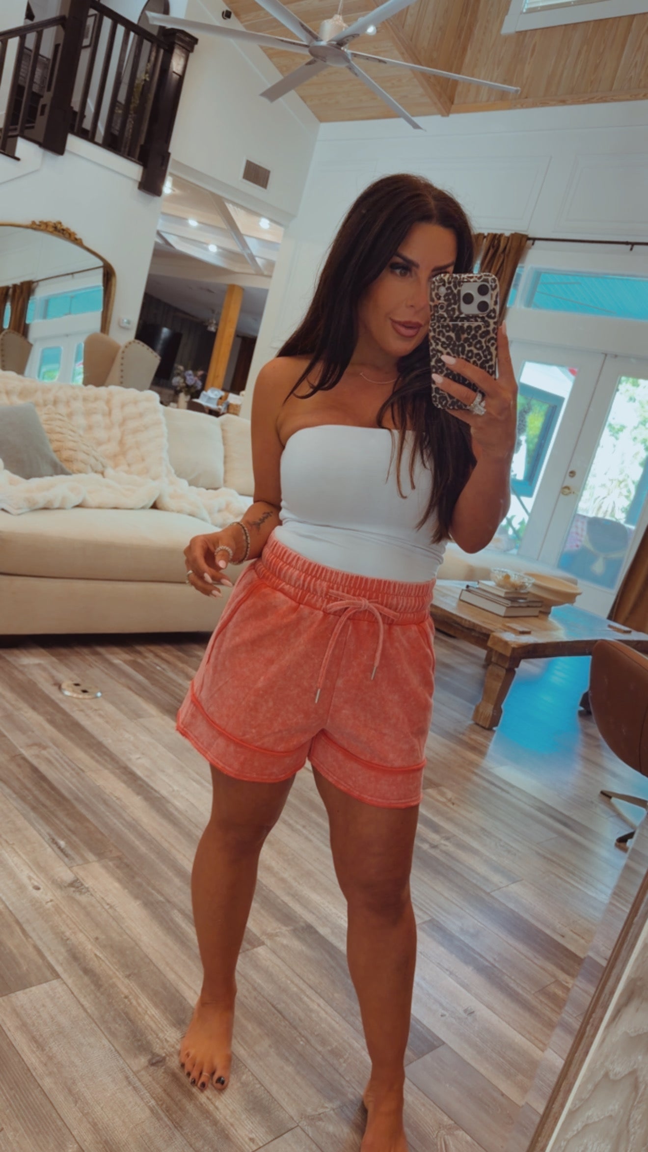 Pink Acid Wash Lounge Shorts Stitch and CO