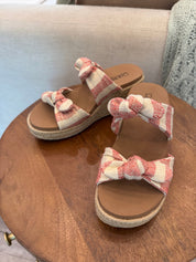 Red and Natural Stripe Tie The Knit Wedges