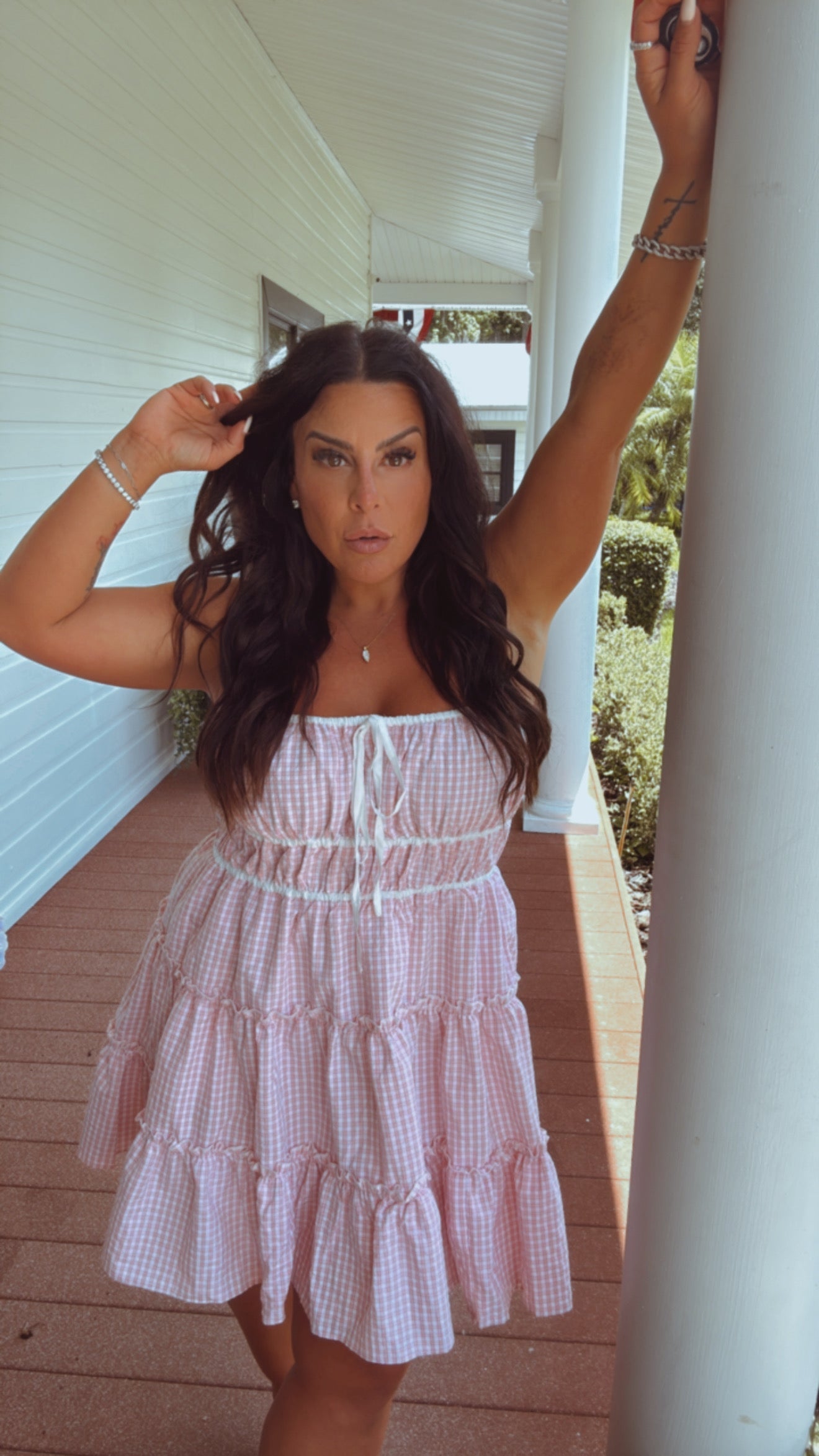 Pink and blush  Mini Ruffle Tiered Dress