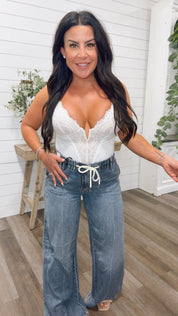 Sassy White Lace Tummy Control Body suit