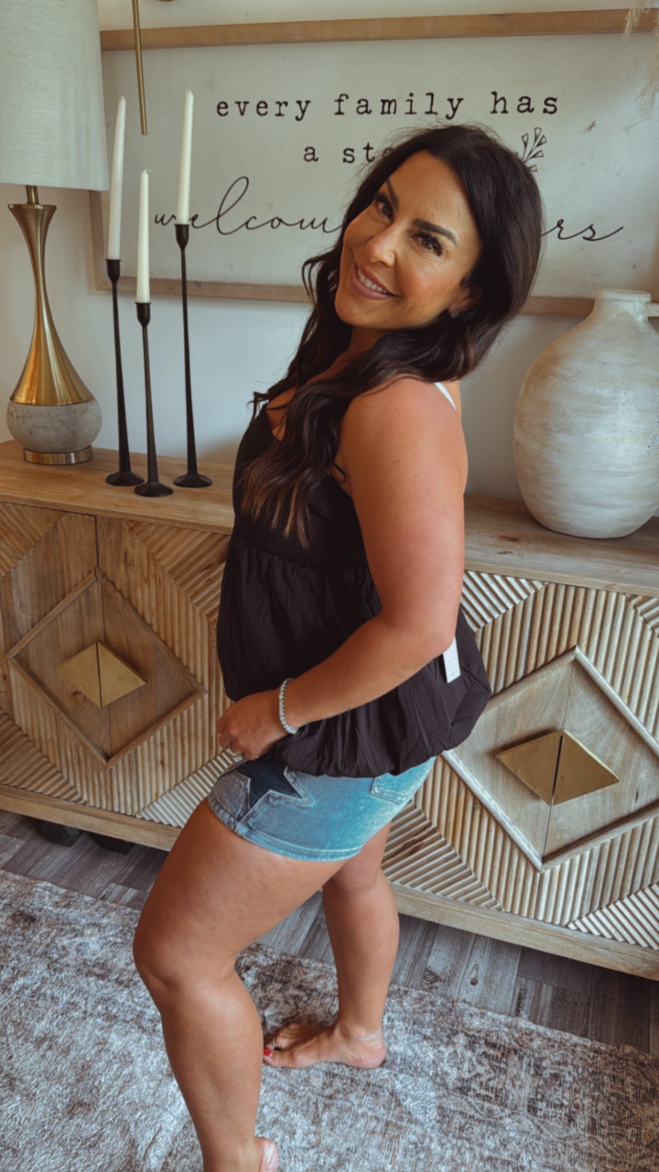 Special A Med Wash High Waist Dark Denim Shorts