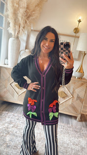 Black Purple and Bows Halloween Jess Lea Cardi