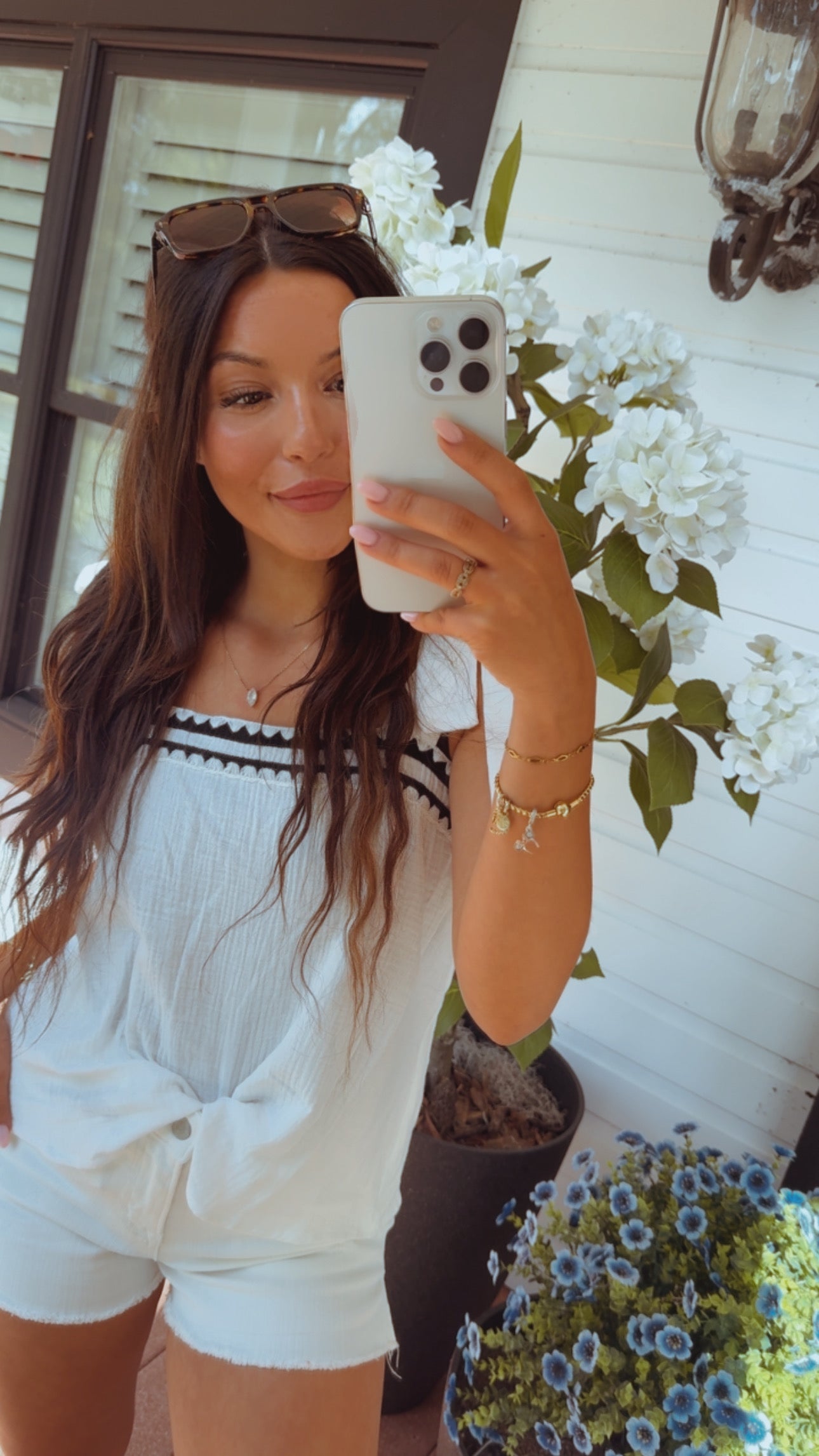 Chic White And Navy Tank