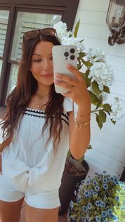 Chic White And Navy Tank