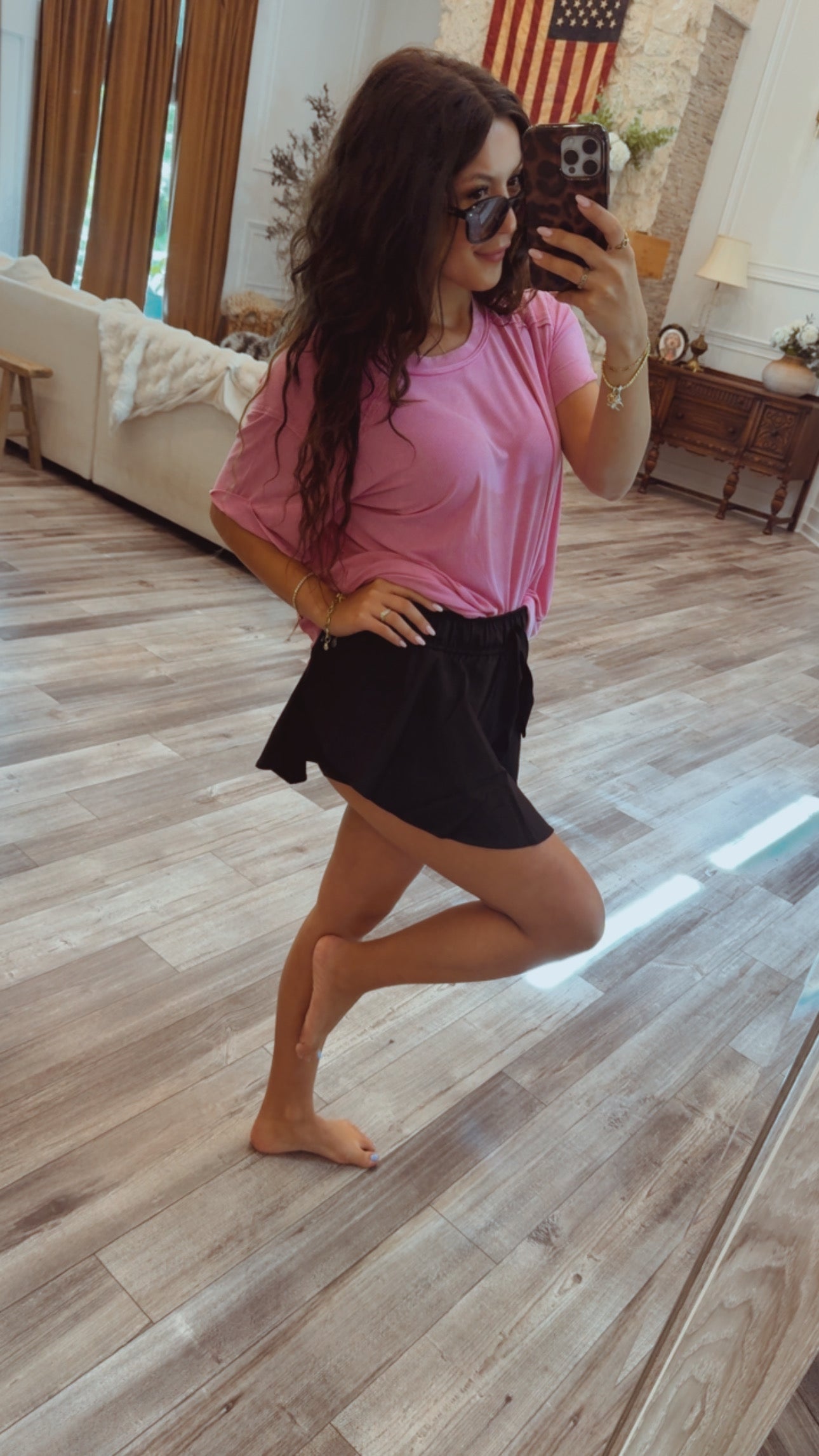 Black Athletic Flowy Skort