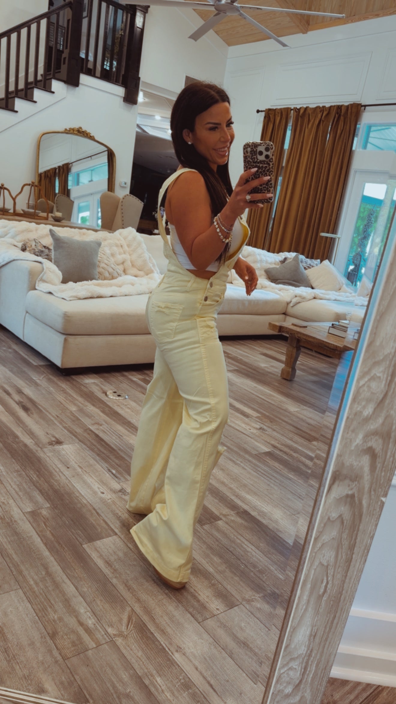 Risen Jeans Wide Leg Front Patch Overalls