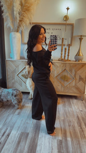 Heaven Soft Black Straight Leg Joggers