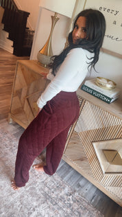 Rae Mode Dark Cherry Quilted Lounge Joggers