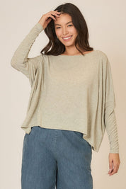Cozy Co Sage Boat Neck Dolman Long Sleeve Top