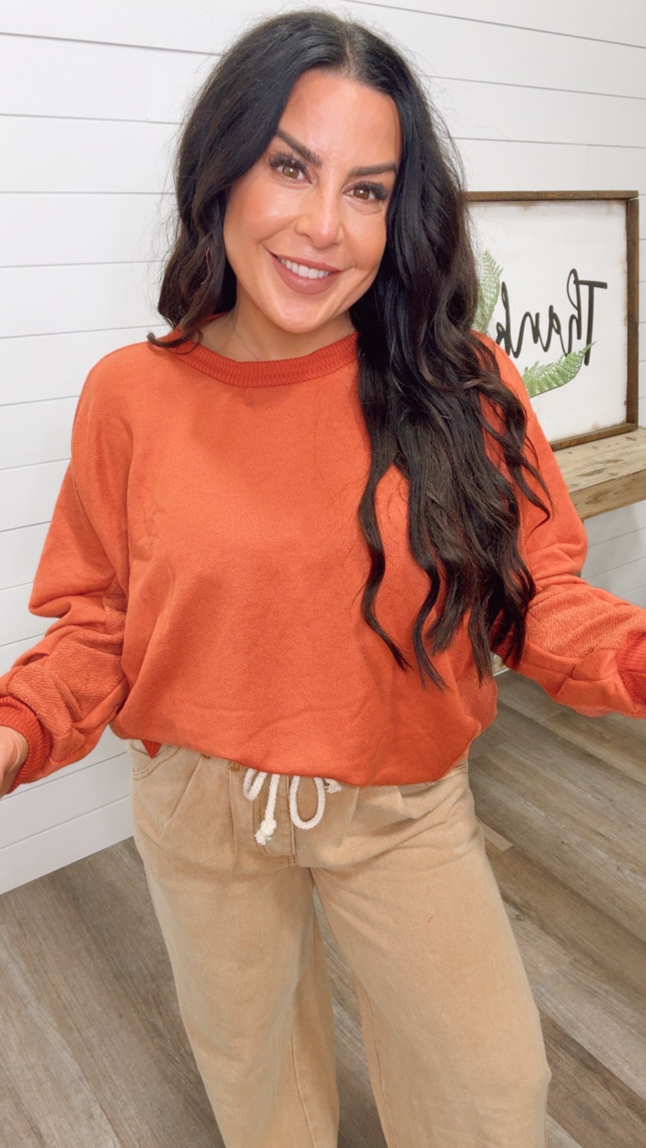 Mocha Wide Leg Denim Pants With Stretch Waistband