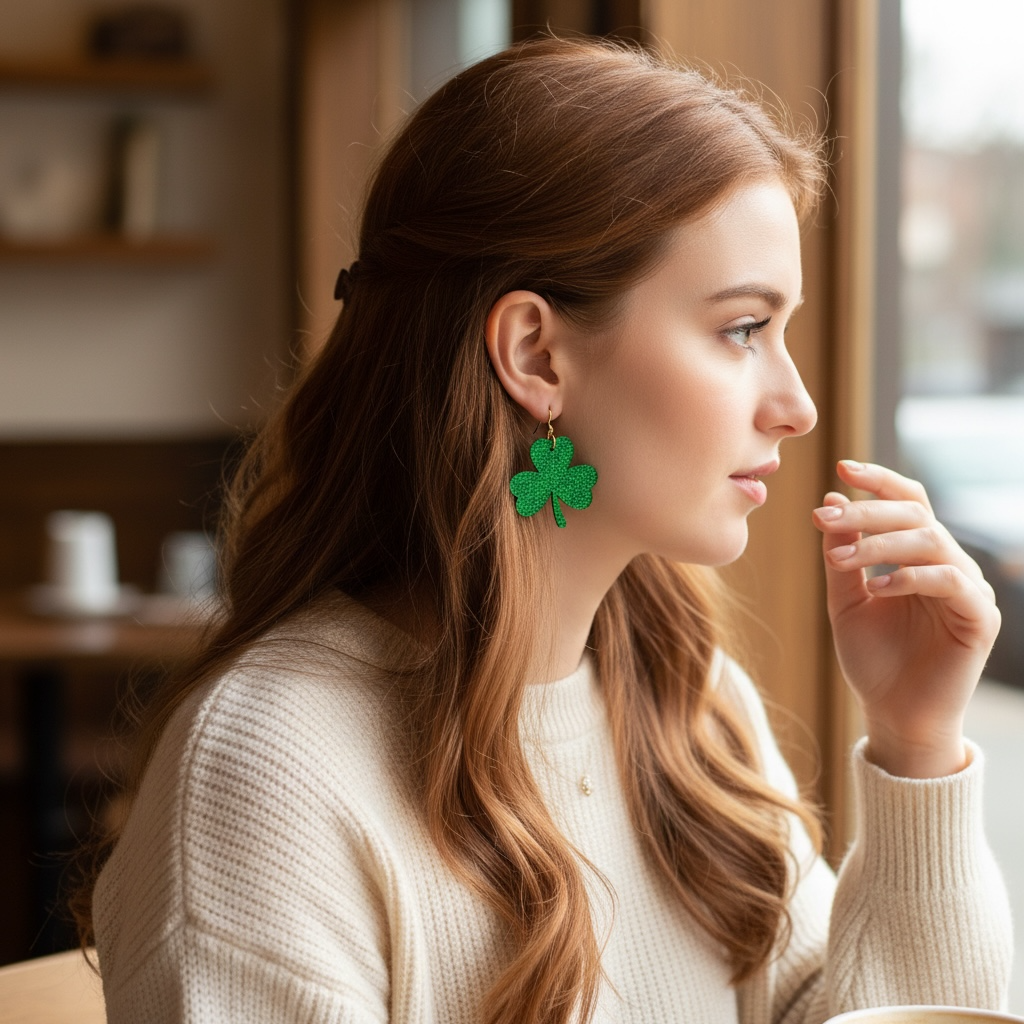 Large 4 Leaf Clover Sparkling Acrylic Earrings
