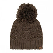 CC Chocolate Crochet Knit Beanie With Pom