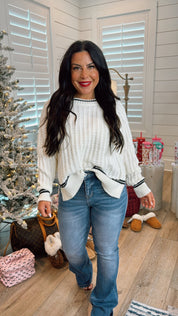 Cozy co Black and white Oversized Knit Sweater