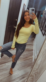 Ultra Soft Yellow Padded Long Sleeve Top