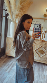 Stitch and CO Washed Charcoal Loose Fit Pullover