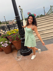 Seafoam Box Pleat Flare Denim Dress