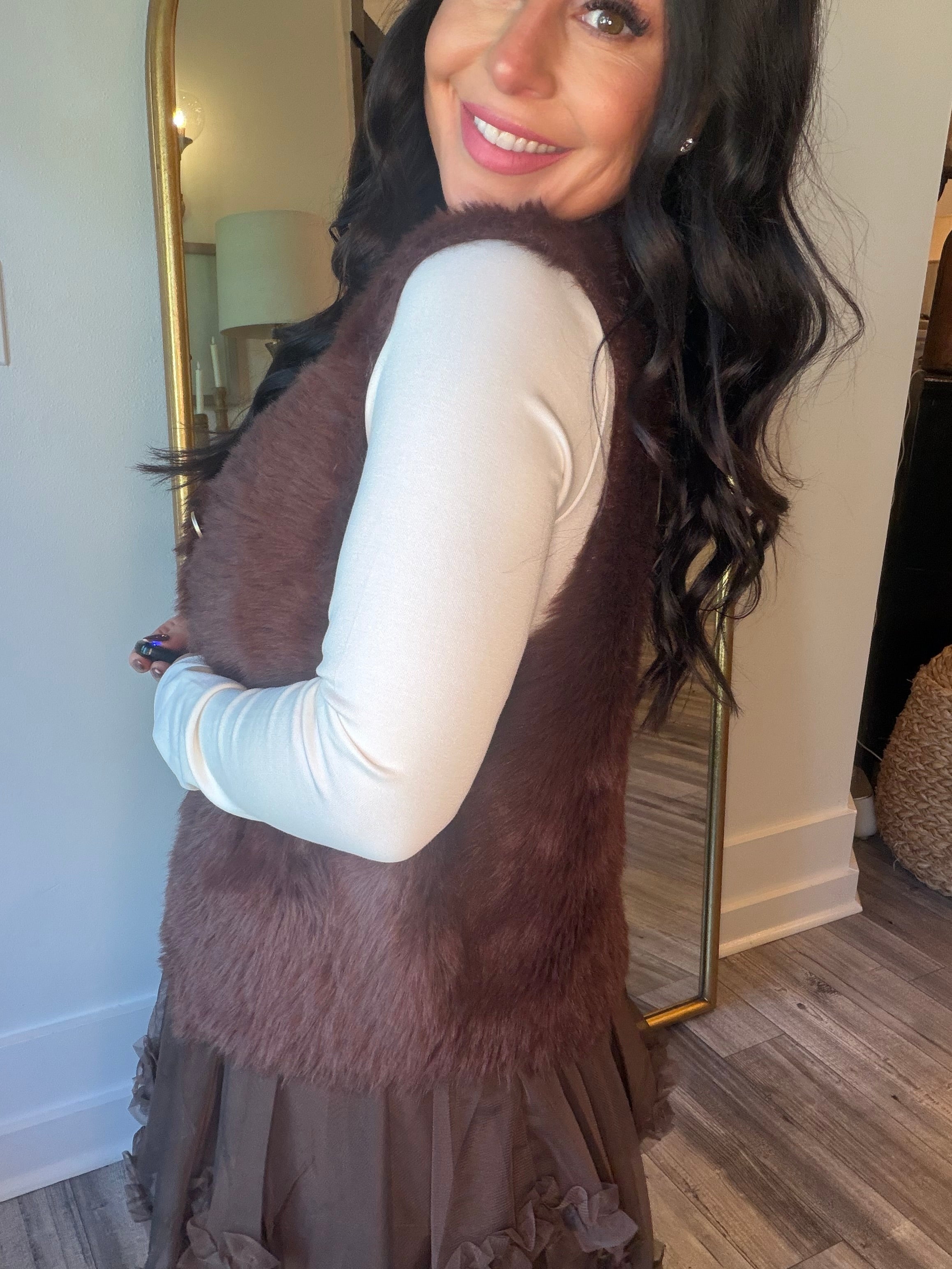 Cocoa Crush Faux Fur Vest