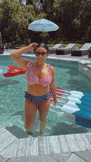 DTW Exclusive Red and White Stripe Bikini Top