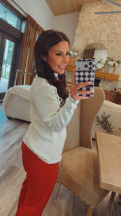 Sassy White Ripbbed Long Sleeve Cut Out Sweater Top