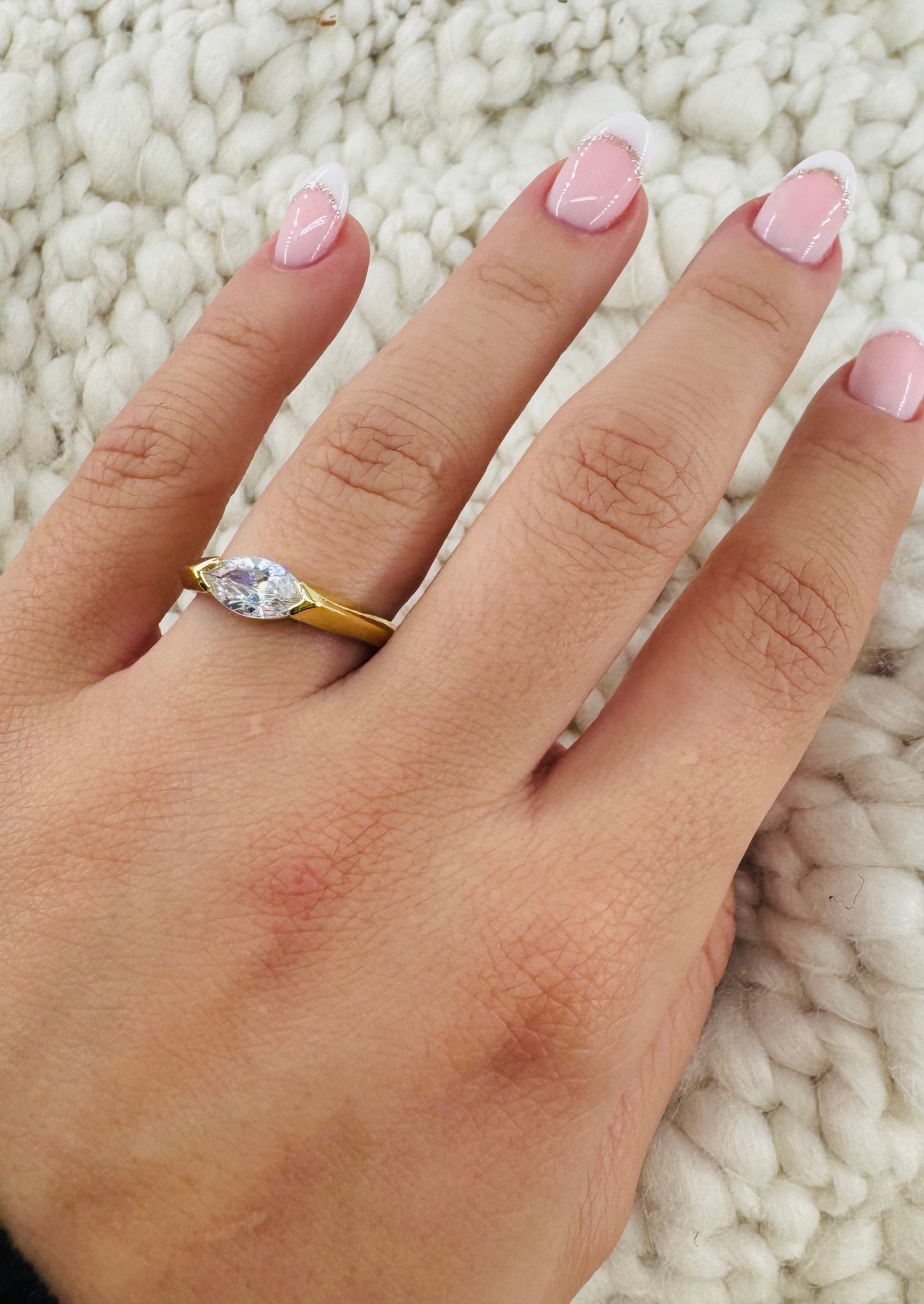 Gold And Crystal Stud Ring