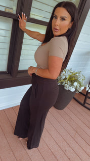 Chic Black Textured Slacks The Greii