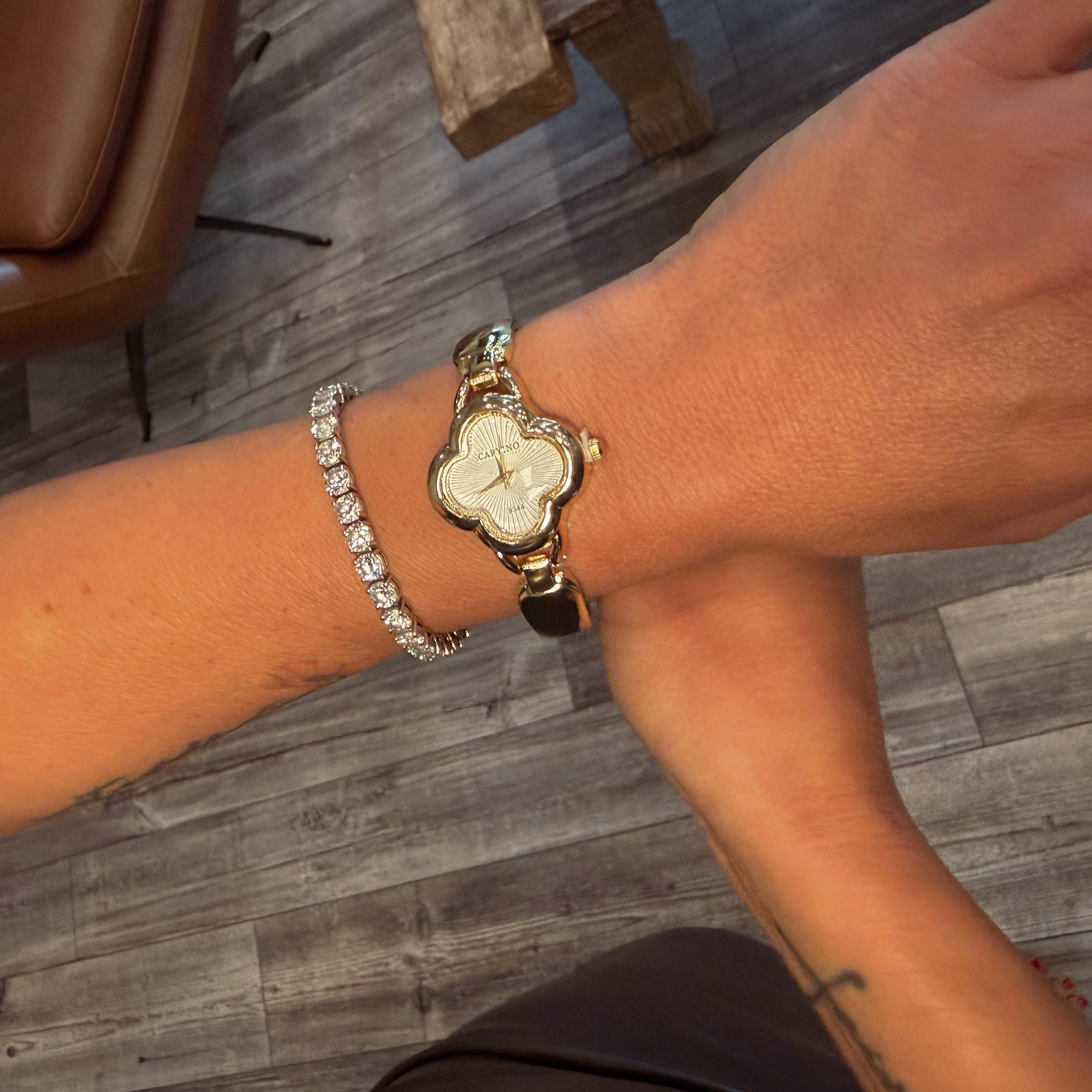 Gold Floral Face Inspired Watch