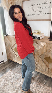 Maroon vneck Long Sleeve Top