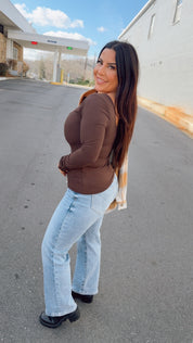 Espresso Butter Soft Square Neck Long Sleeve Top
