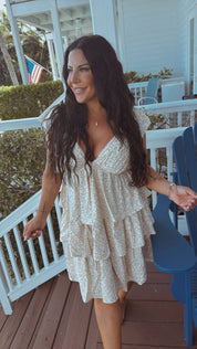 Blush and Floral Butterfly Sleeve Dress