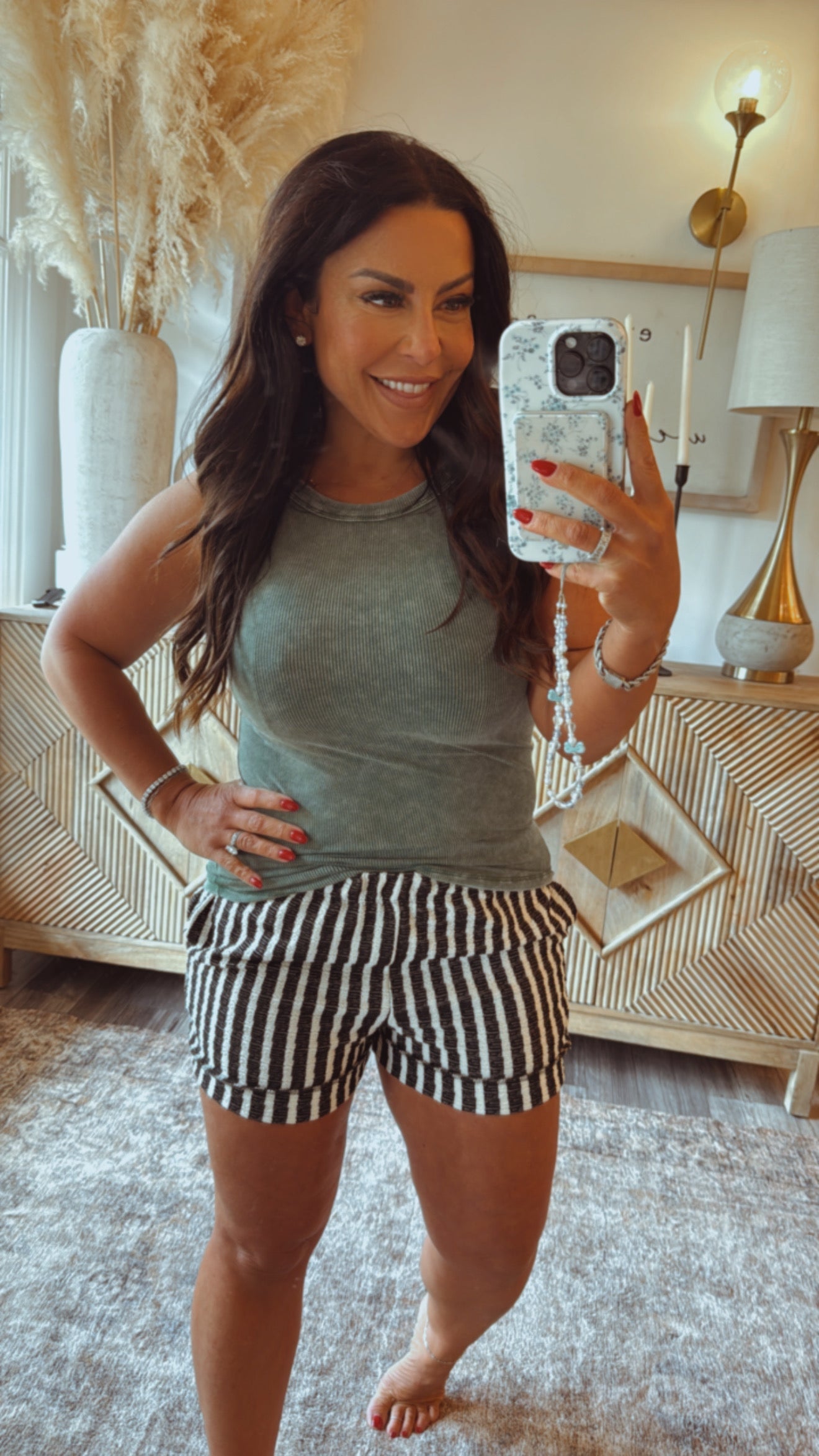 Ultra Soft Black Taupe Stripped Shorts