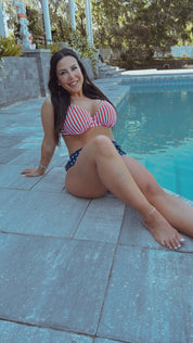 DTW Exclusive Red and White Stripe Bikini Top