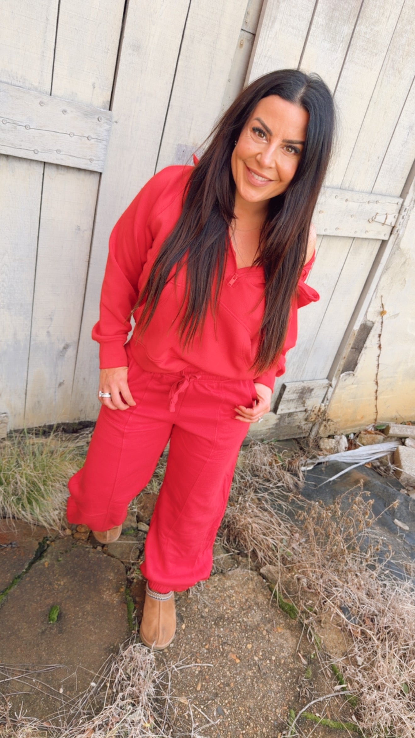 Ultra Soft Rae Mode True Red 1/2 Zip Hoodie