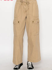 Stitch and CO Linen Cargo  Tie Waist Pants
