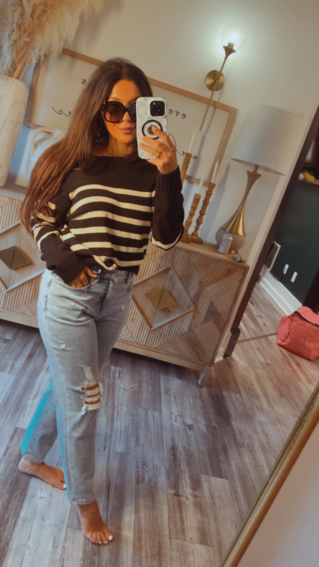 Black and Ivory Knit Sweater