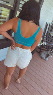 Cream Knit Corchet Shorts