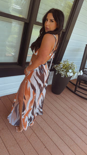 Black Orange and Cram Two Piece Bathing Suit With Wrap Skirt