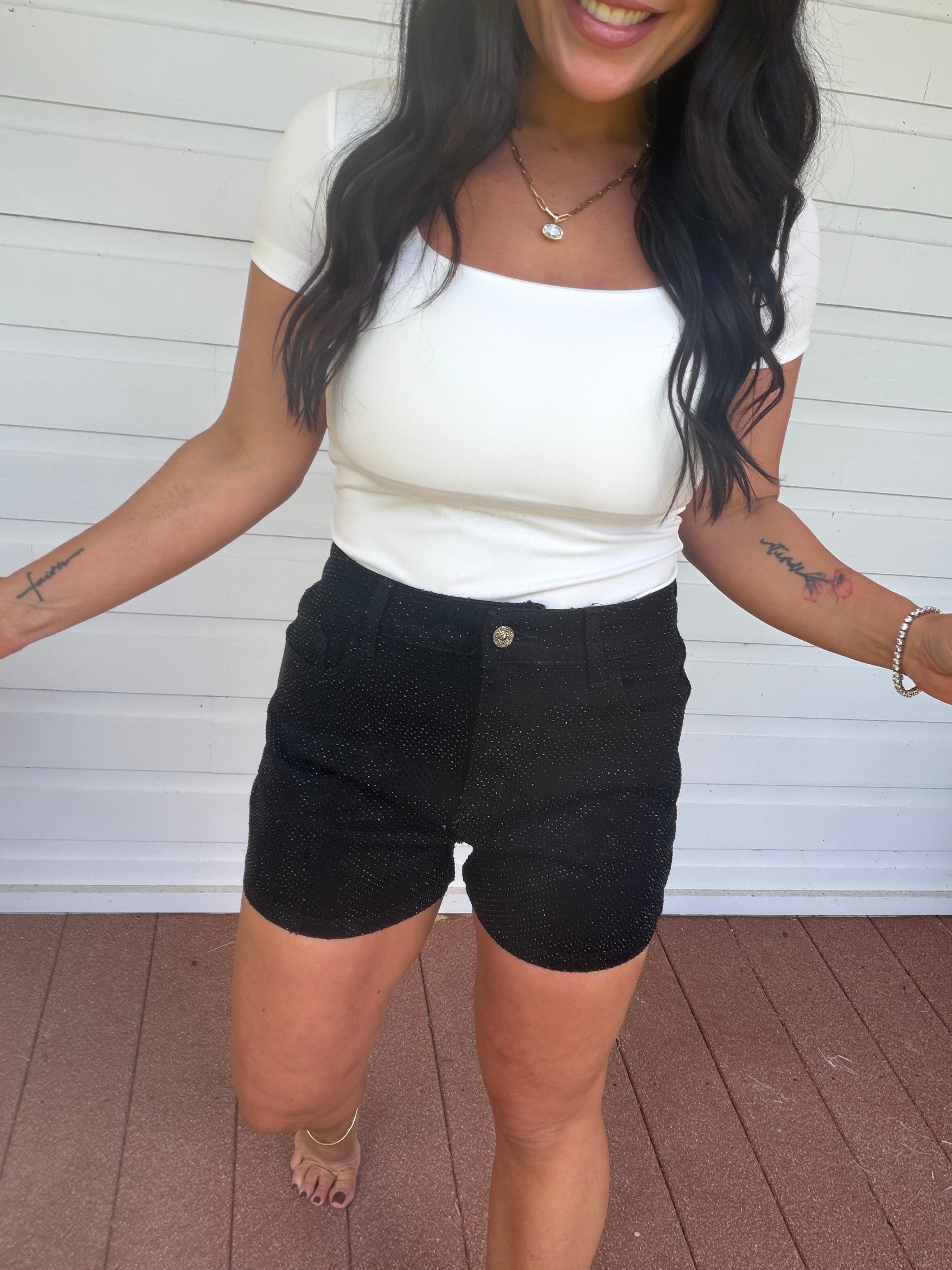 Black Diva Sparkle Dolly Shorts