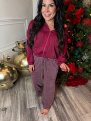 Chic Soft Mineral Wash Purple Cargo Joggers