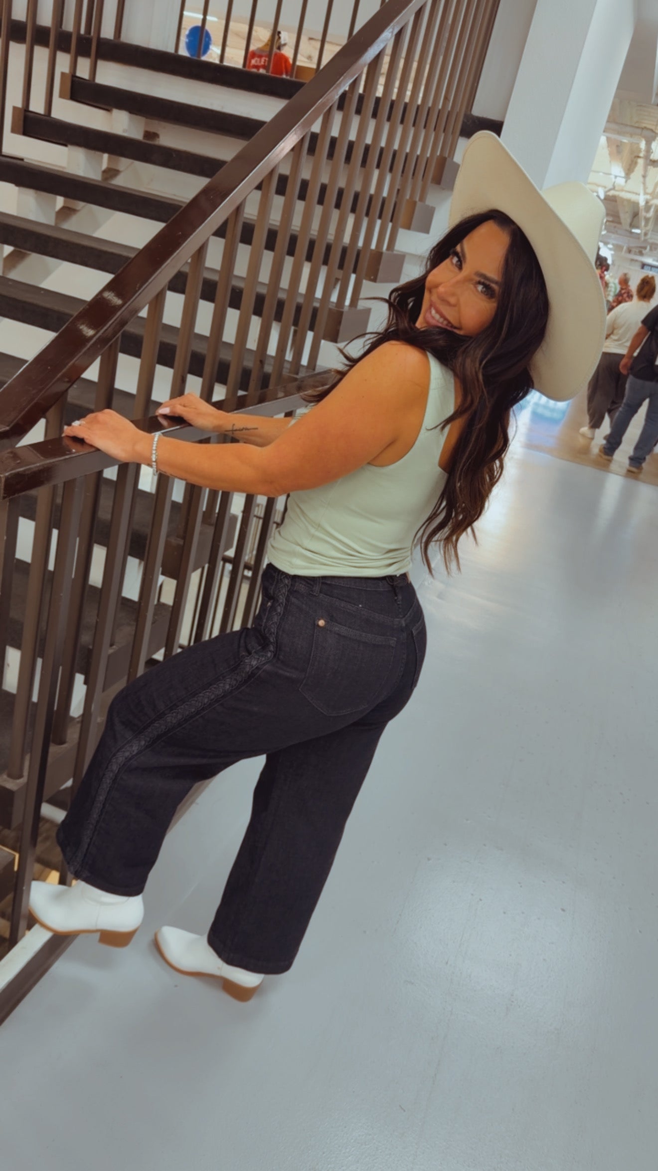 Judy Blue Dark Wash High Waist Braided Side Detail Wide Leg Jeans