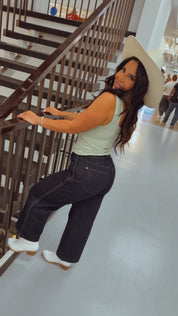 Judy Blue Dark Wash High Waist Braided Side Detail Wide Leg Jeans