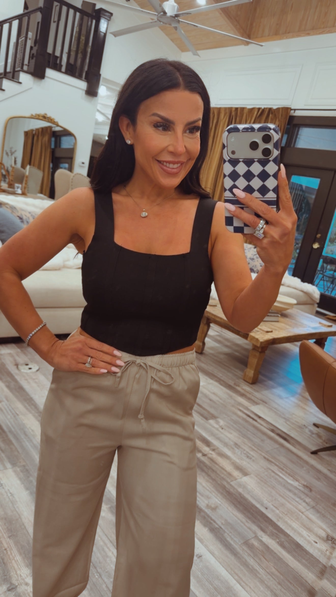Sassy Black Square Neck Tank