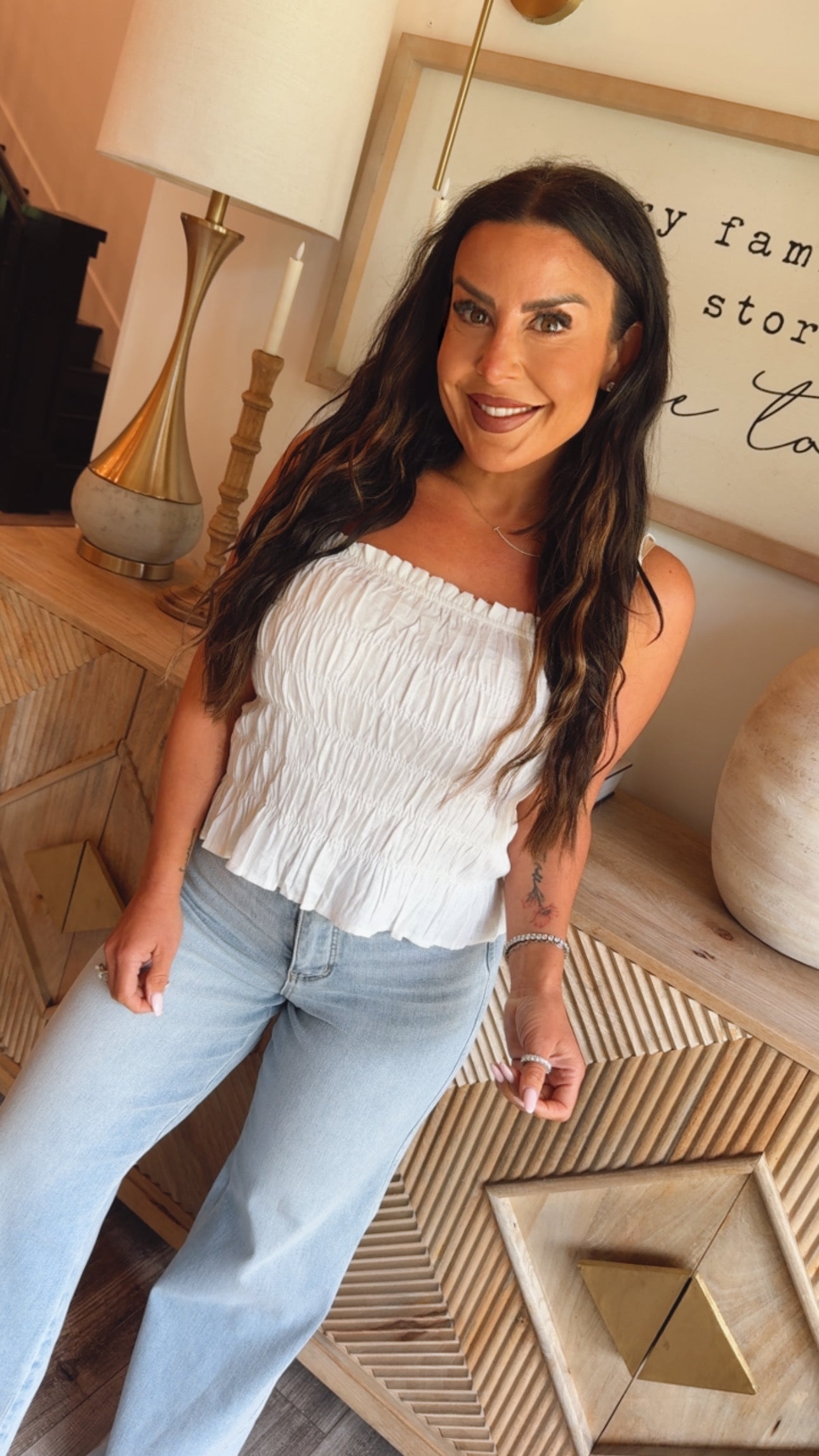 White Textured Luxe Tank  Stitch and Co