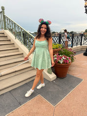 Seafoam Box Pleat Flare Denim Dress