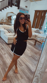 Ultra Soft  Black and White Top and Skort Athletic Set