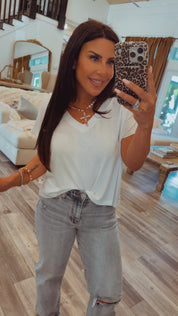 Soft White Vneck Top